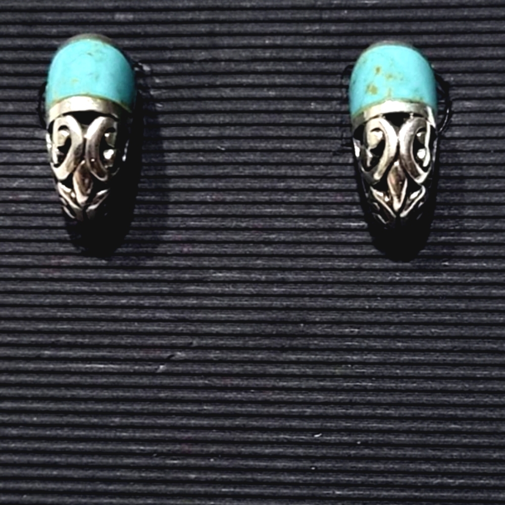 Vintage HSN Sally C Sterling Silver Turquoise Earrings